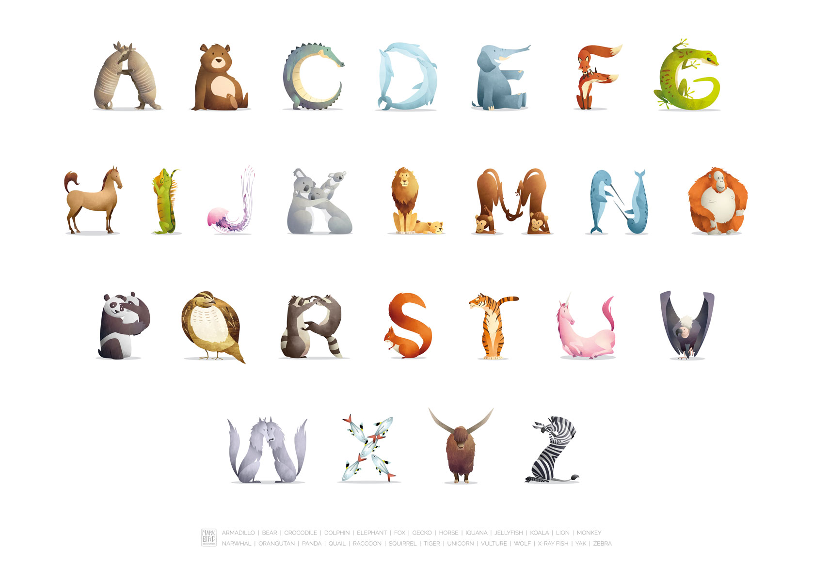 Animal Alphabet - Children's Print Illustration