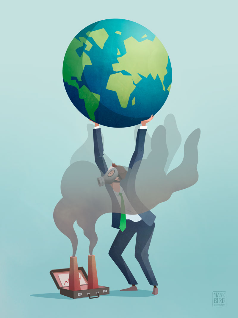 Business and Environmental Responsibility - Editorial Illustration